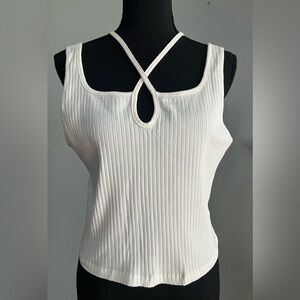 NWT LC Waikiki Elegant White Ribbed Women's Top